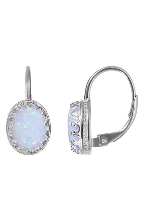 Sterling Silver Oval Gemstone Drop Earrings