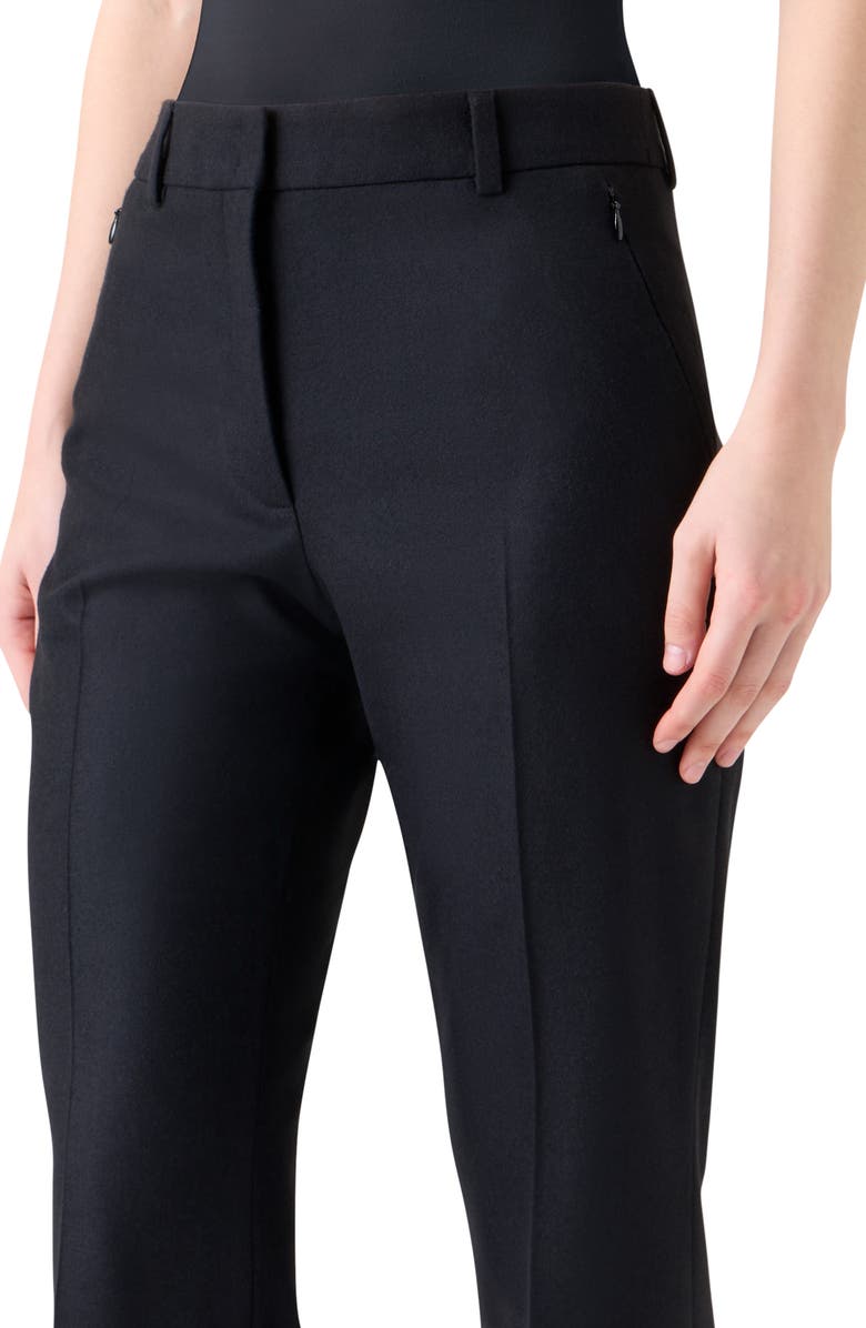 Akris Marilyn Stretch Wool Bootcut Pants, Alternate, color, Black