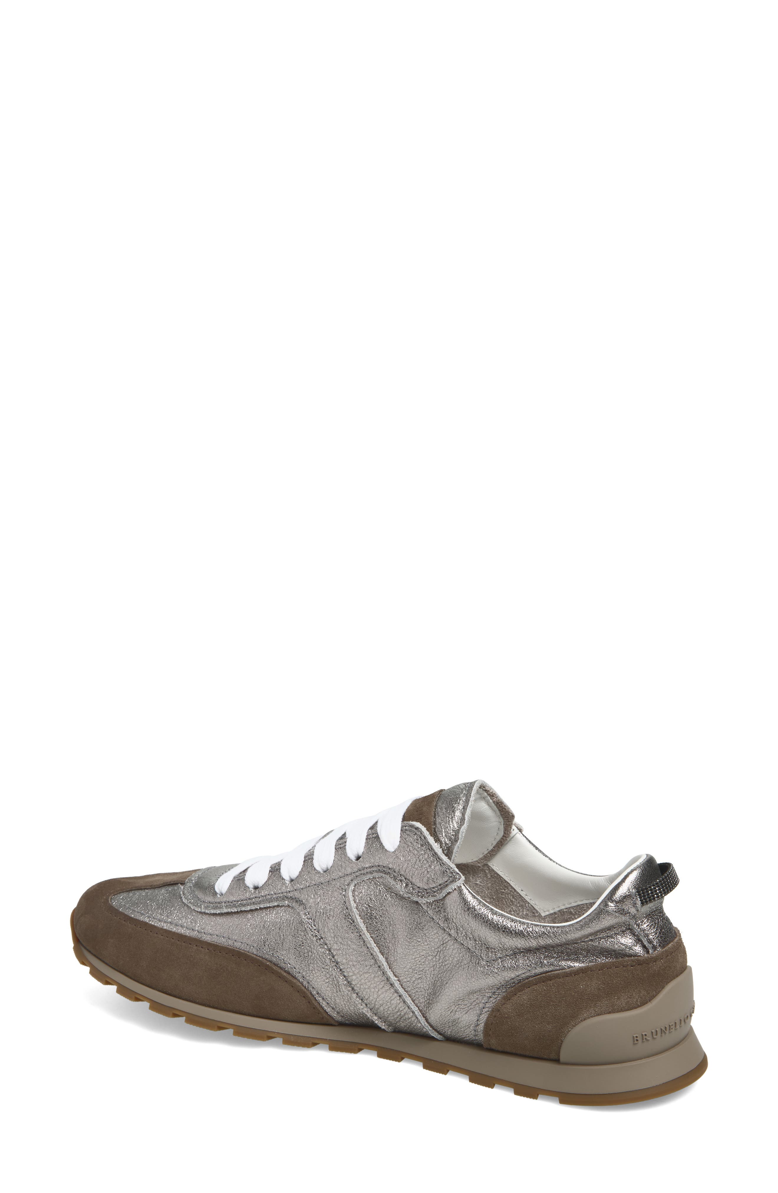 Brunello Cucinelli T-Toe Low Top Runner Sneaker, Alternate, color, Titanium