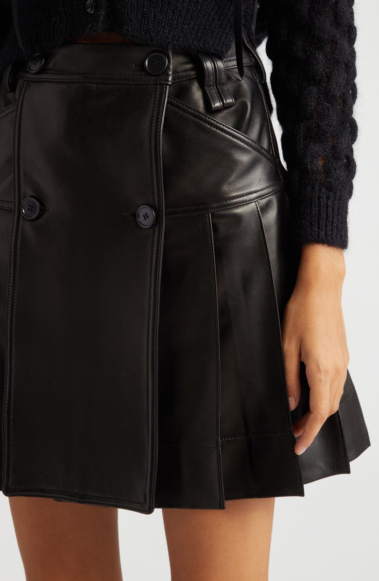 Simone Rocha Pleated Leather Skirt, Alternate, color,