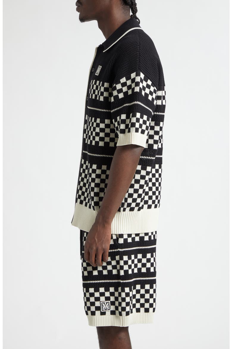Checkered Wool Mesh Shirt, Alternate, color, BLACK
