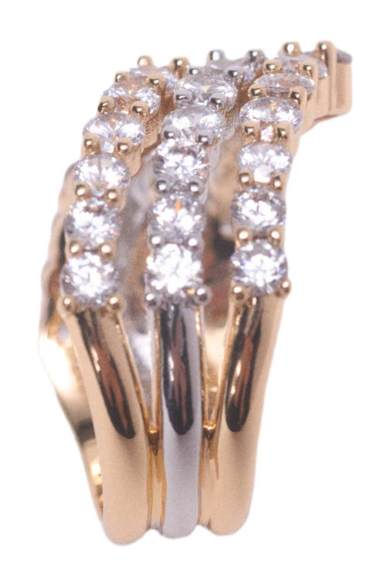 Two-tone rhinestone ring, Alternate, color, Golden / silver