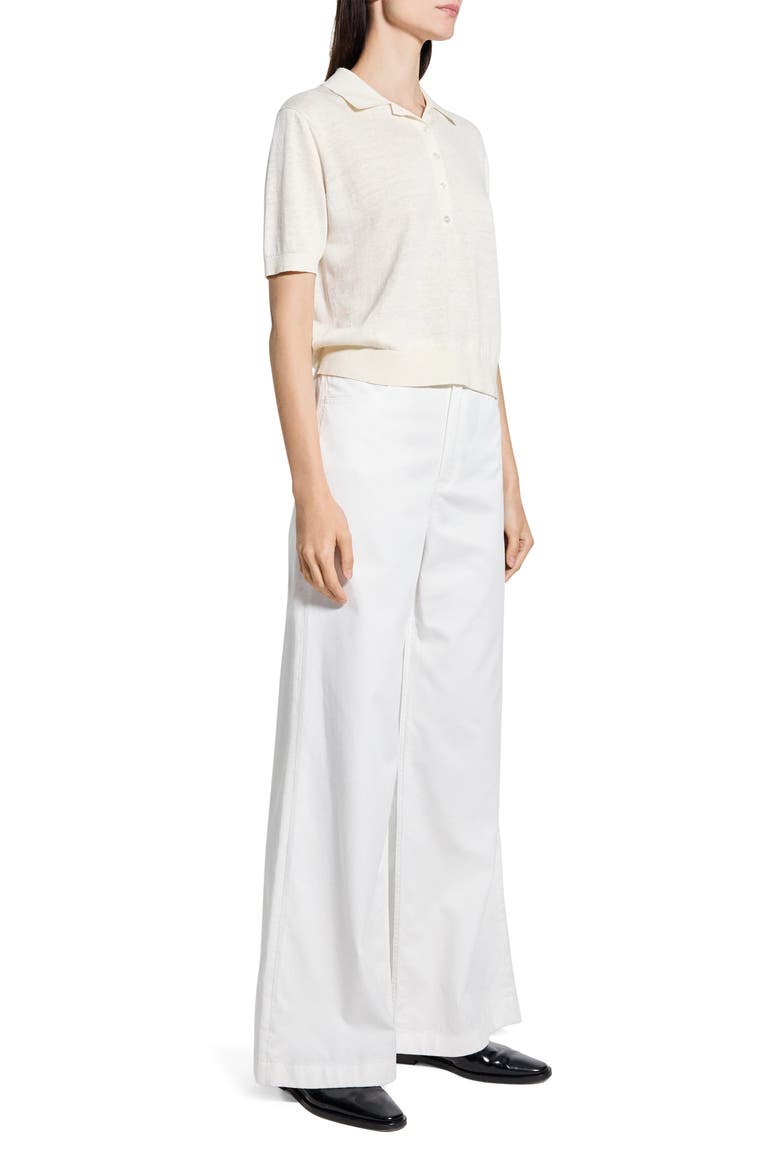 Semisheer Linen Blend Polo, Alternate, color, BONE - Q3W