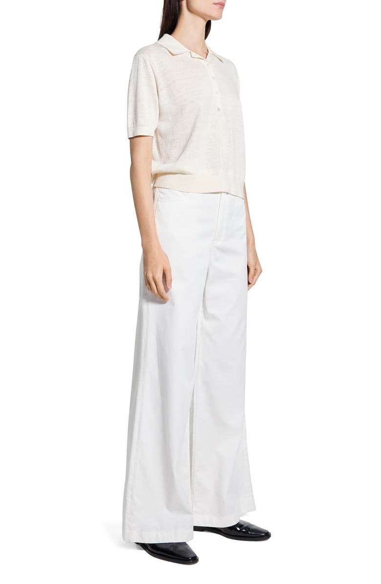 Theory Semisheer Linen Blend Polo, Alternate, color, Bone - Q3w