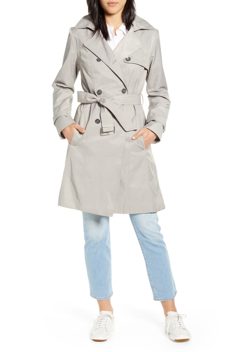 Hooded Trench Coat, Main, color, PEARL