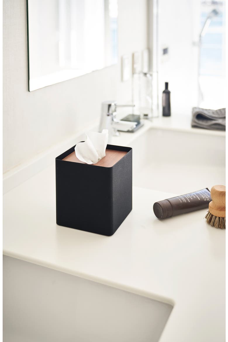 Square Tissue Box Case, Alternate, color, WALNUT