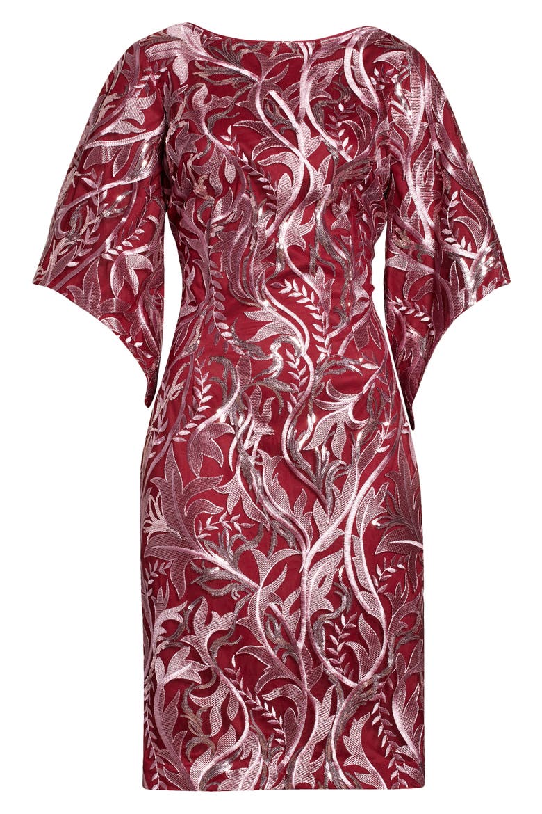 Ruby Metallic Floral Cocktail Dress, Alternate, color, WINE/ ROUGE