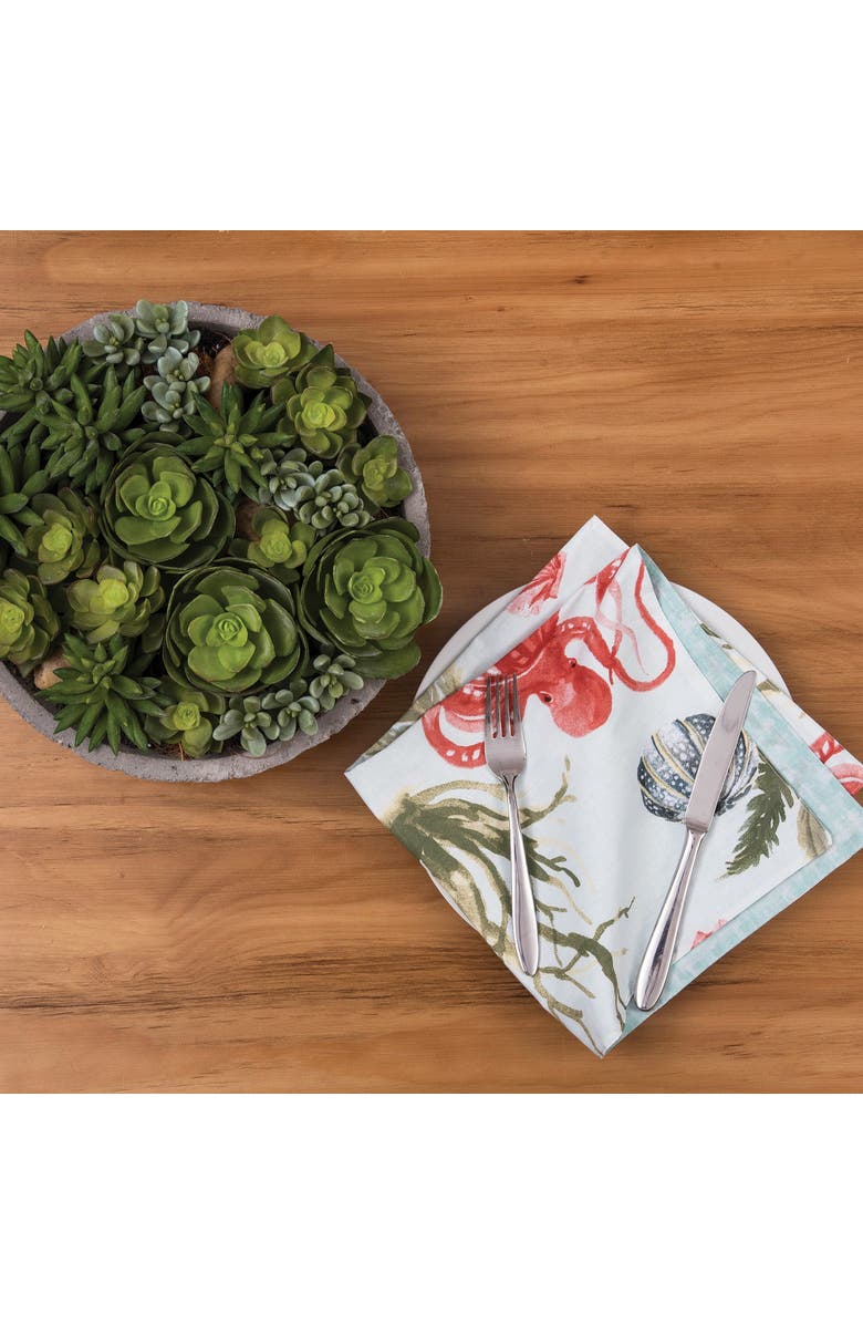 C&F Home Behari Cotton Reversible Napkin Set of 6, Alternate, color, Blue