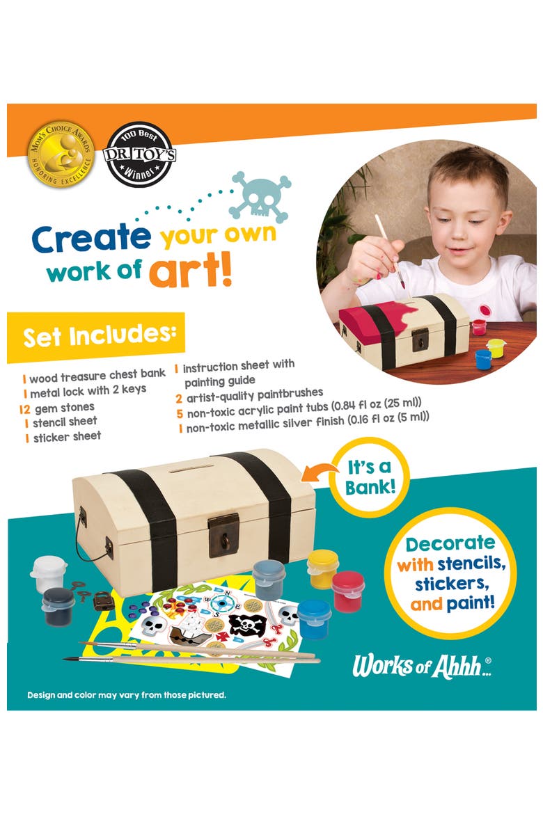 Treasure Chest Wood Craft & Paint Kit, Alternate, color, Multicolor