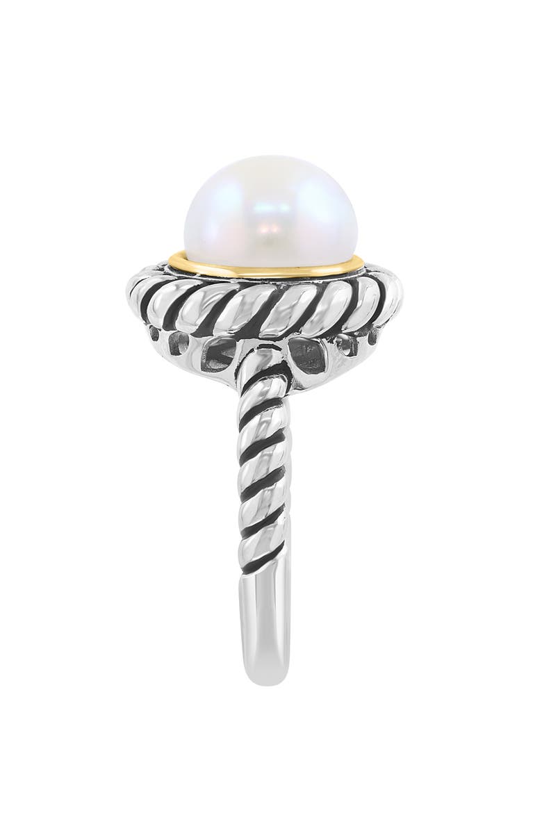 EFFY Sterling Silver & 14K Gold Freshwater Pearl Ring, Alternate, color, Silver/ White