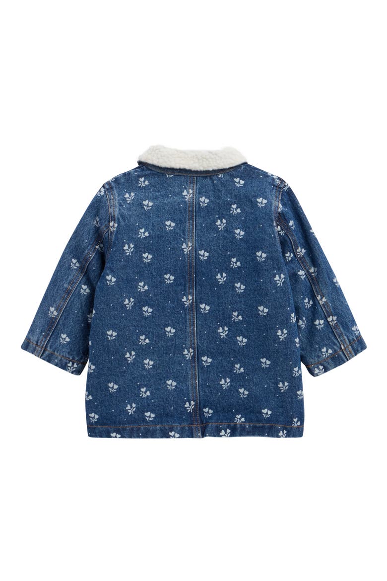Heart Ditsy Genuine Shearling Trim Denim Chore Coat, Alternate, color, INDIGO