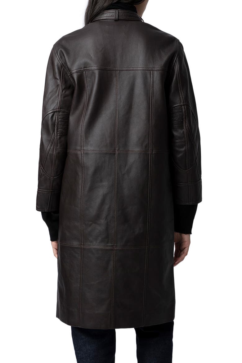 Mira Leather Coat, Alternate, color, CHOCOLATE
