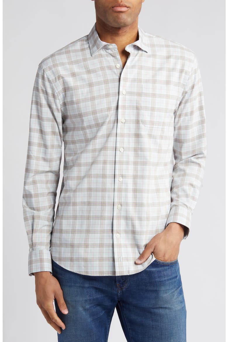 Chain Plaid Button-Up Shirt, Main, color, MALIBLU