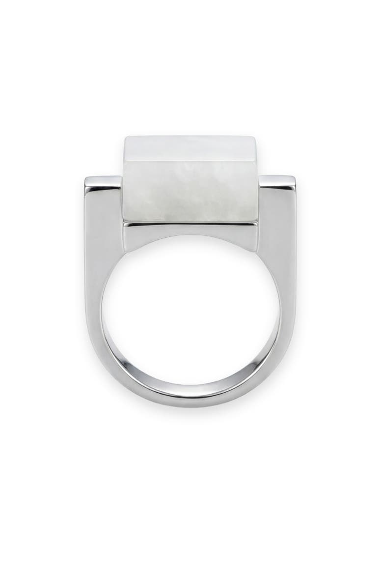 Year of the Horse Hanbai Jade Saddle Ring, Main, color, White