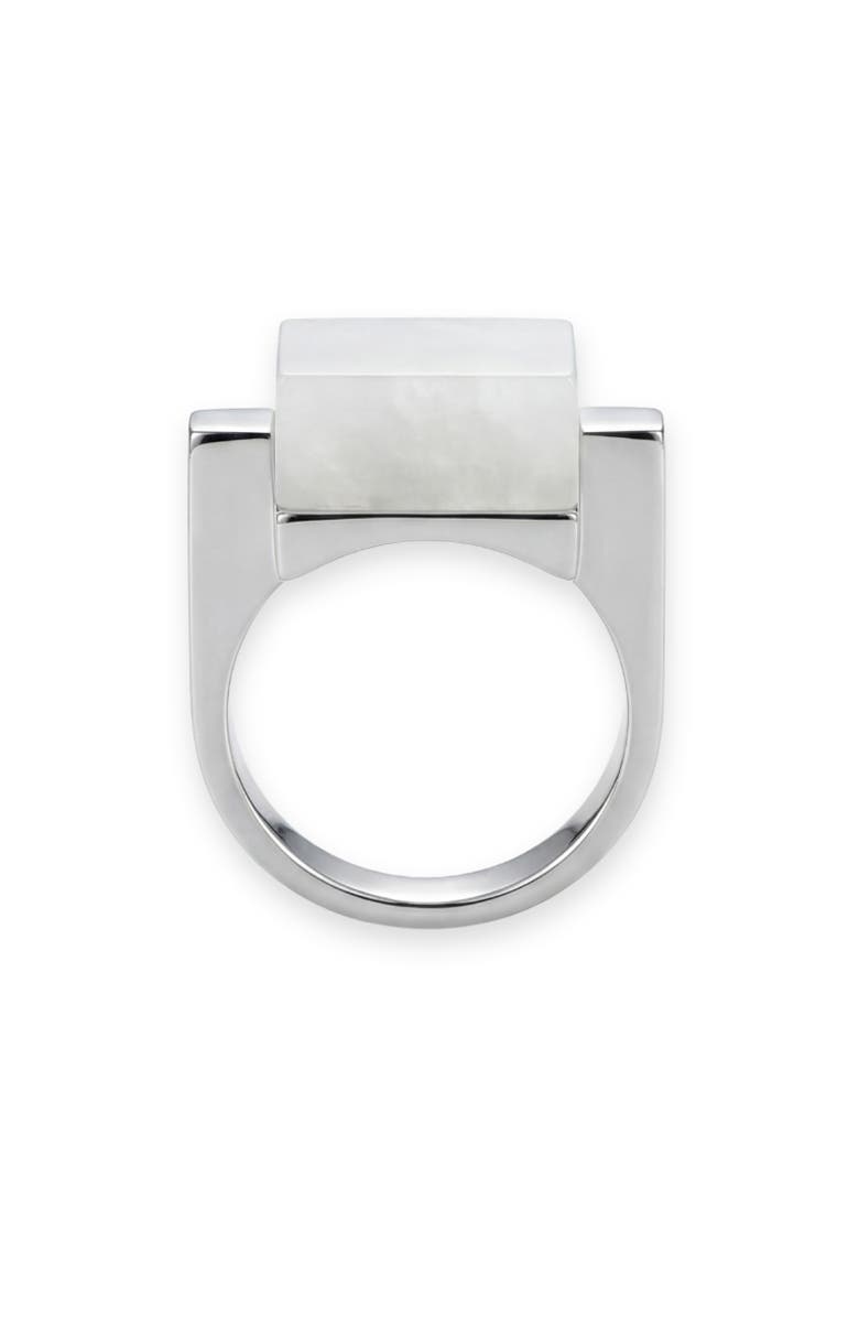 seree Year of the Horse Jade Stone Saddle Ring, Main, color, White