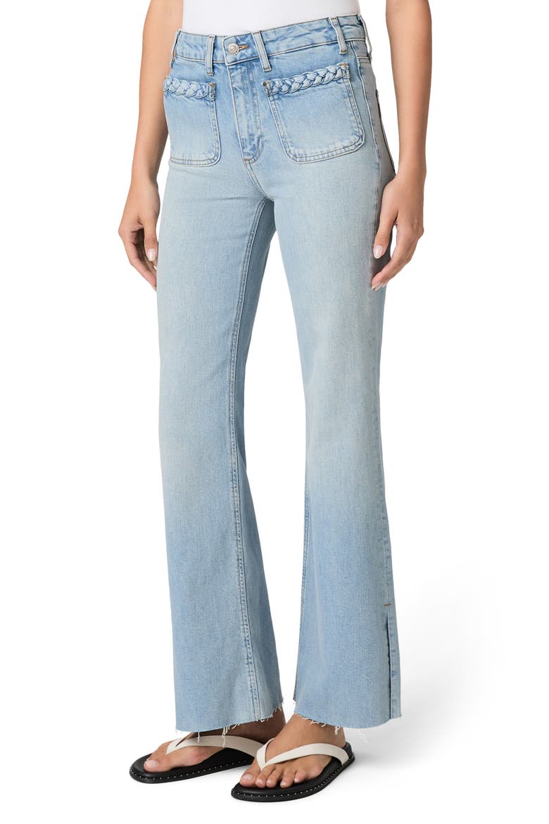 Sofia Braided Patch Pocket Split Hem Flare Jeans, Alternate, color, MONTEBELLO