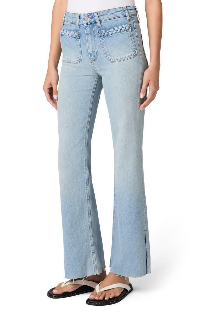 PAIGE Sofia Braided Patch Pocket Split Hem Flare Jeans, Alternate, color, Montebello