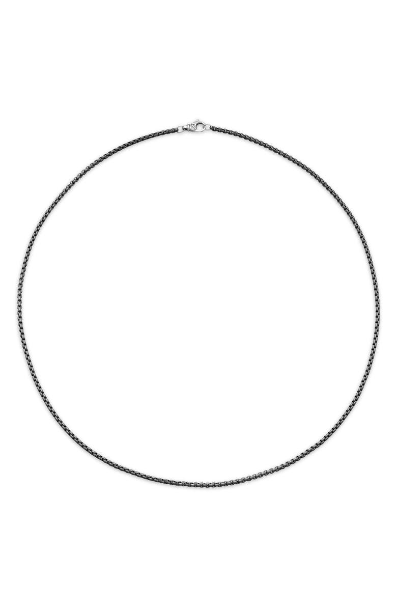 David Yurman Men's Box Chain Necklace in Sterling Silver with Blue Stainless Steel, 2.7mm, Alternate, color, Silver/ Grey