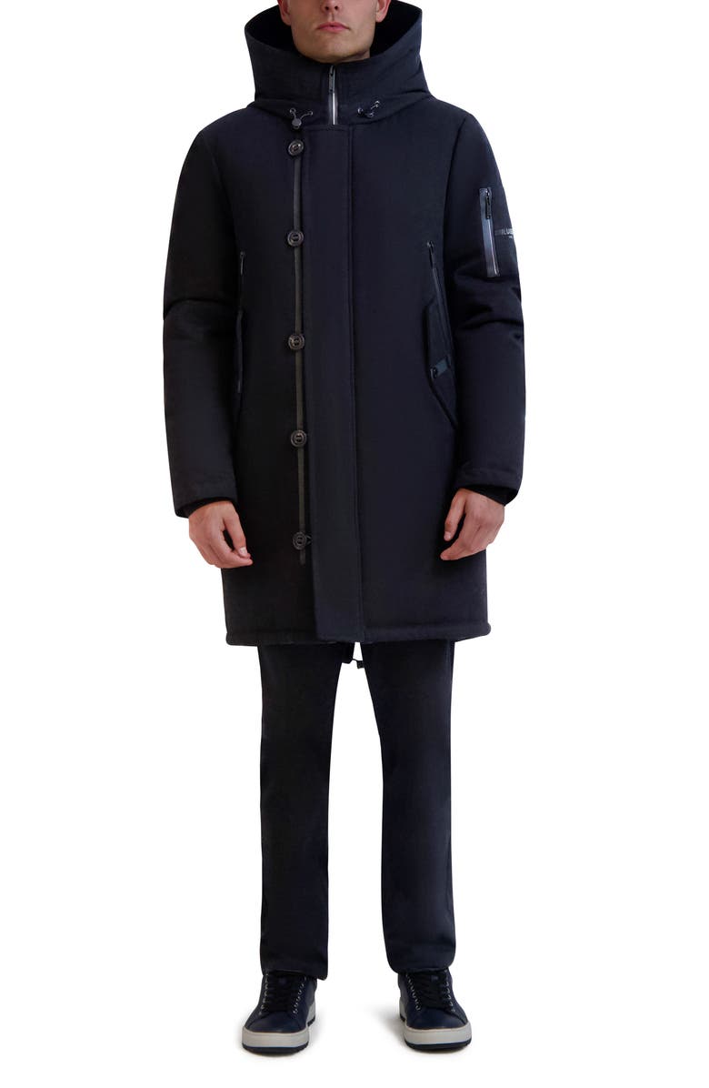 KARL LAGERFELD PARIS Faux Fur Lined Coat, Alternate, color, Black