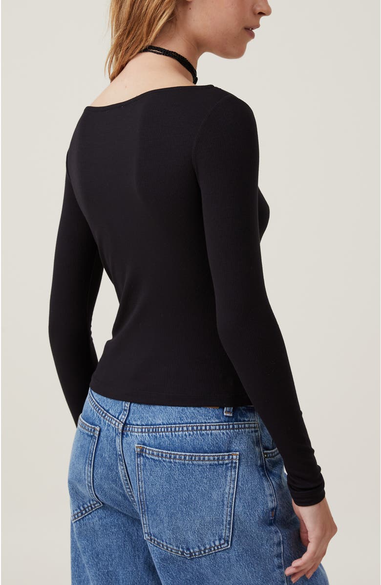 Cotton On Women's Staple Rib Boat Neck Long Sleeve Top, Alternate, color, 