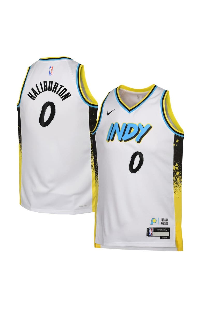 Nike Youth Nike Tyrese Haliburton White Indiana Pacers 2024/25 Swingman Player Jersey - City Edition, Main, color, 