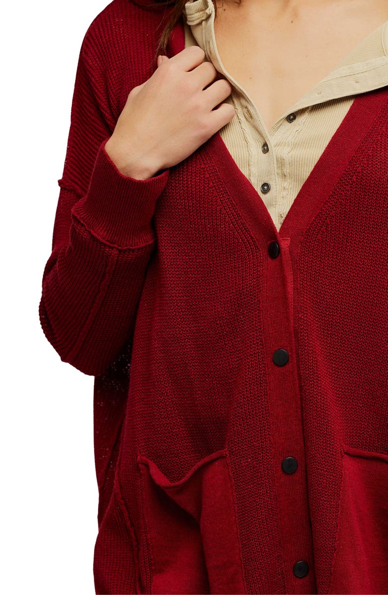 Free People We the Free Chickadee Cardigan, Alternate, color, Syrah