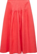 MANGO Pleated Ramie Midi Skirt