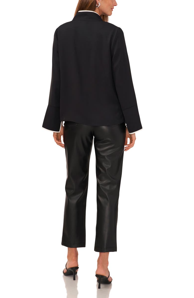 Vince Camuto Trim Split Neck Top, Alternate, color, Rich Black