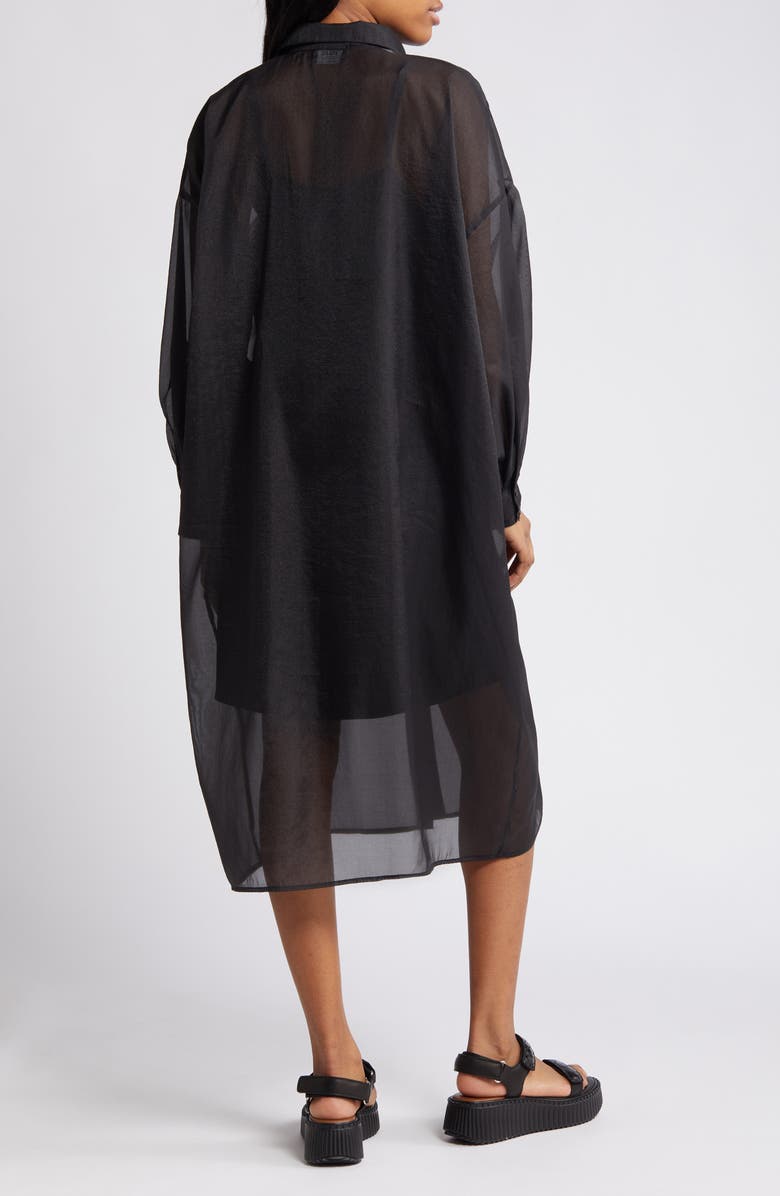 Dressed in Lala Barely There Long Sleeve Semisheer Shirtdress, Alternate, color, Black