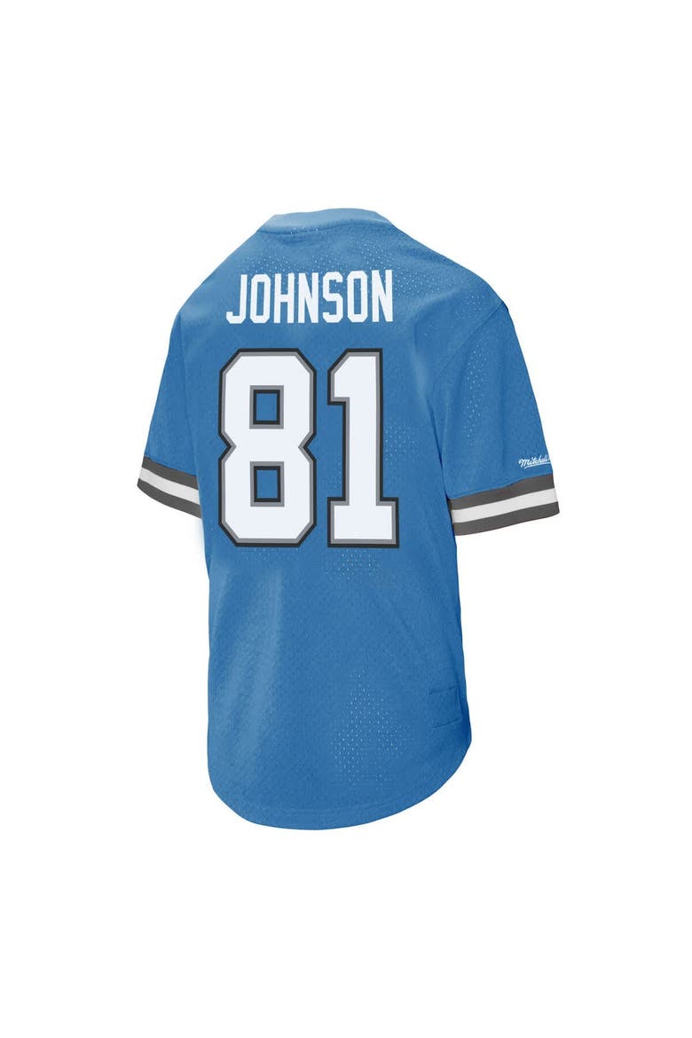 Men's Mitchell & Ness Calvin Johnson Blue Detroit Lions Retired Player Name & Number Mesh Top, Alternate, color, Blue