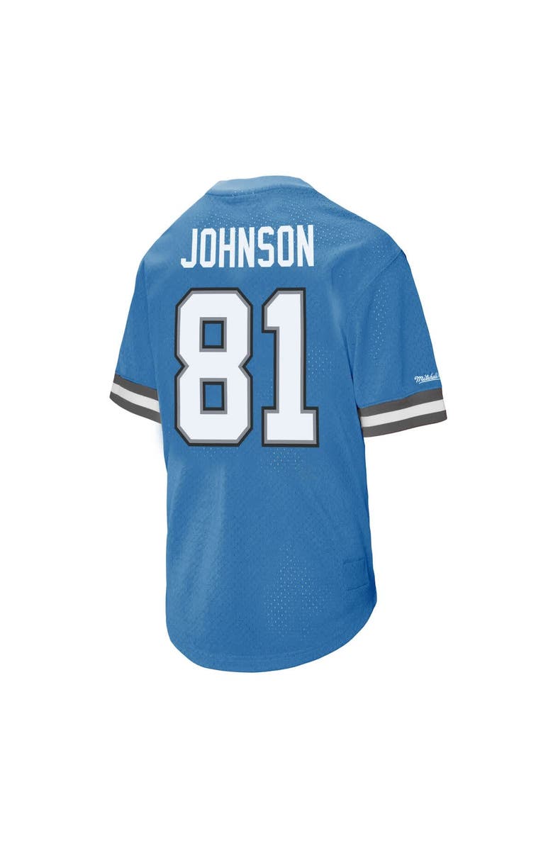 Mitchell & Ness Men's Mitchell & Ness Calvin Johnson Blue Detroit Lions Retired Player Name & Number Mesh Top, Alternate, color, Blue