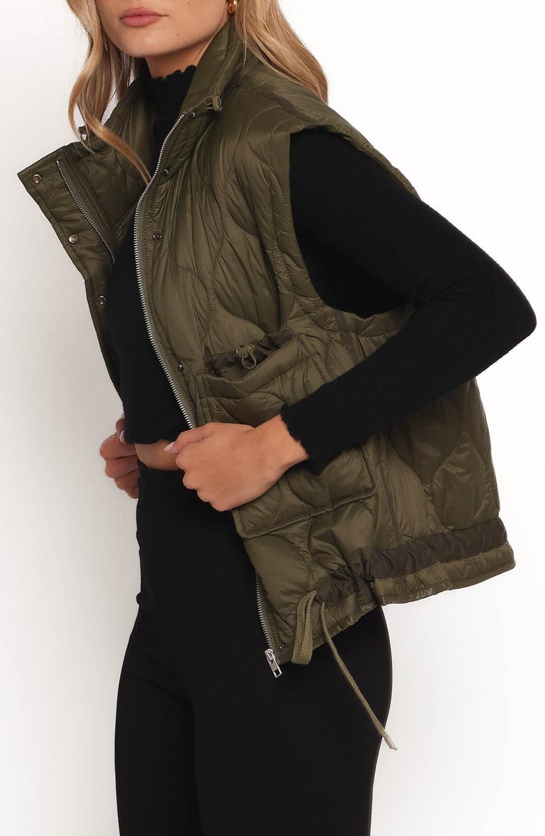 Petal & Pup Haven Quilted Vest, Alternate, color, Olive