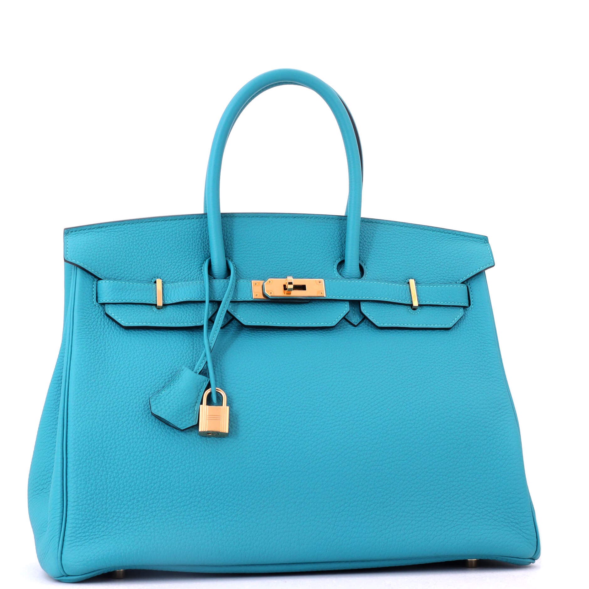 Pre-Owned Hermes Birkin Handbag Blue Togo with Gold Hardware 35, Alternate, color, Turquoise