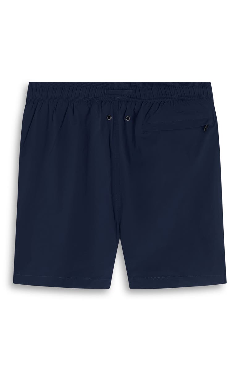 Bugatchi Cruz Print Swim Trunks, Alternate, color, Navy