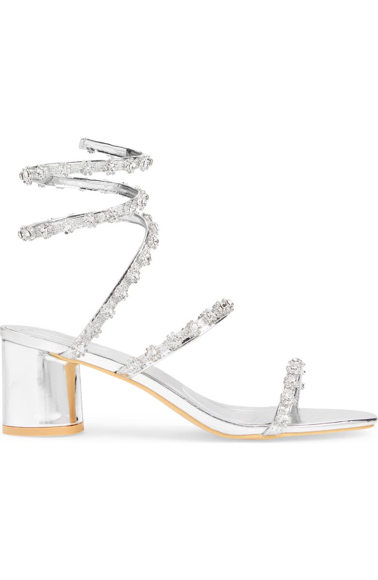 AZALEA WANG Emiliano Ankle Wrap Sandal, Alternate, color, Silver