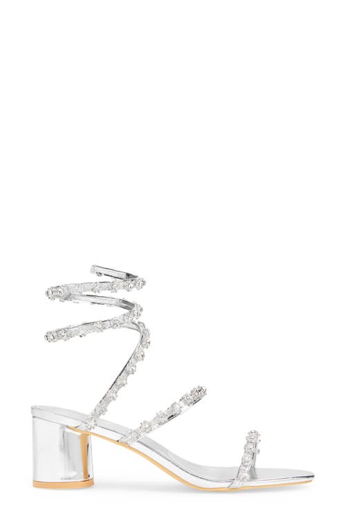 Azalea Wang Emiliano Ankle Wrap Sandal In Silver