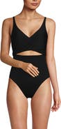 Lands' End Wrap Monokini High Leg One Piece Swimsuit