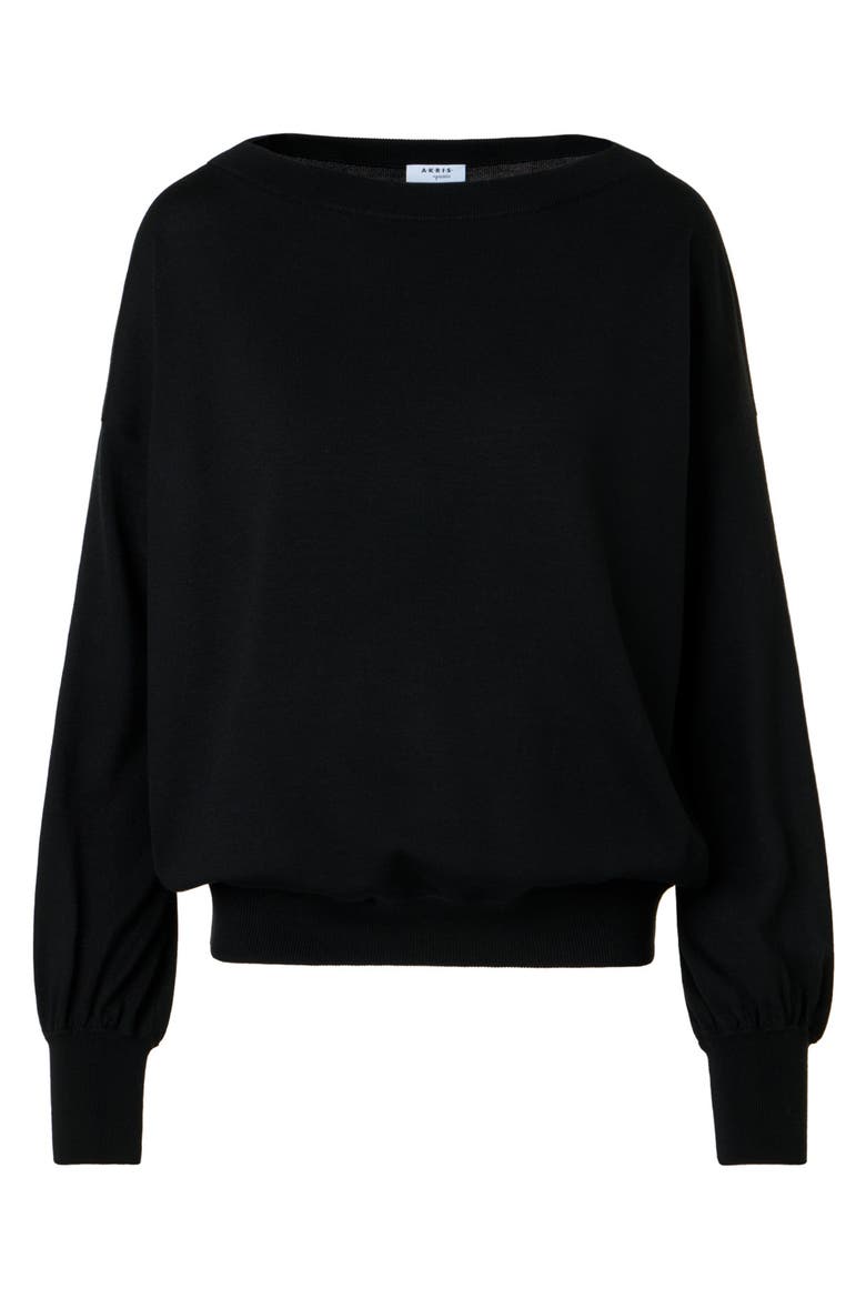 Off the Shoulder Virgin Wool Sweater, Alternate, color, BLACK