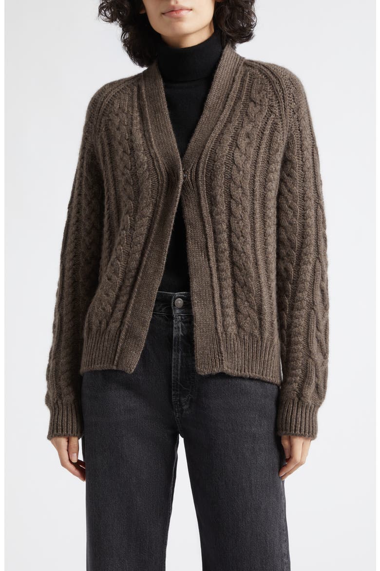 Mabel Cable Stitch Cashmere V-Neck Cardigan, Main, color, VOLE