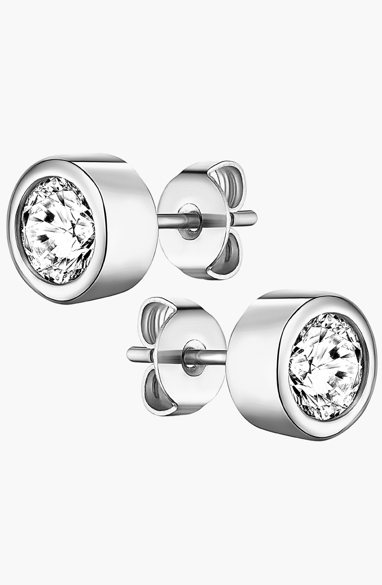 Lovery Sterling Silver Emerald Stud Earrings Bathbomb Gift Set, Alternate, color, Bezel Synthetic Diamond