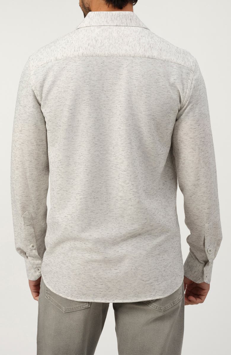 STUDIO GARNET LOS ANGELES Waffle Knit Stretch Cotton Overshirt, Alternate, color, Ivory/ Black