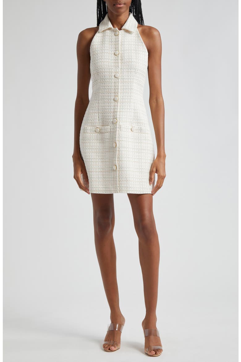 Roxanne Tweed Button-Up Minidress, Main, color, IVORY MULTI