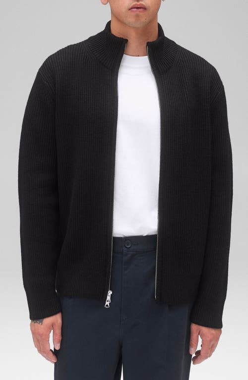 Reigning Champ Vinnie Rib Merino Wool Track Jacket in Black 