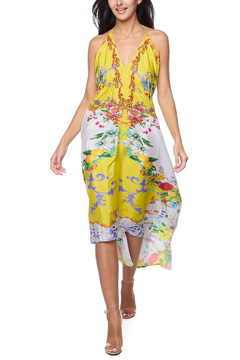 Print Sundress, Main, color, YELLOW