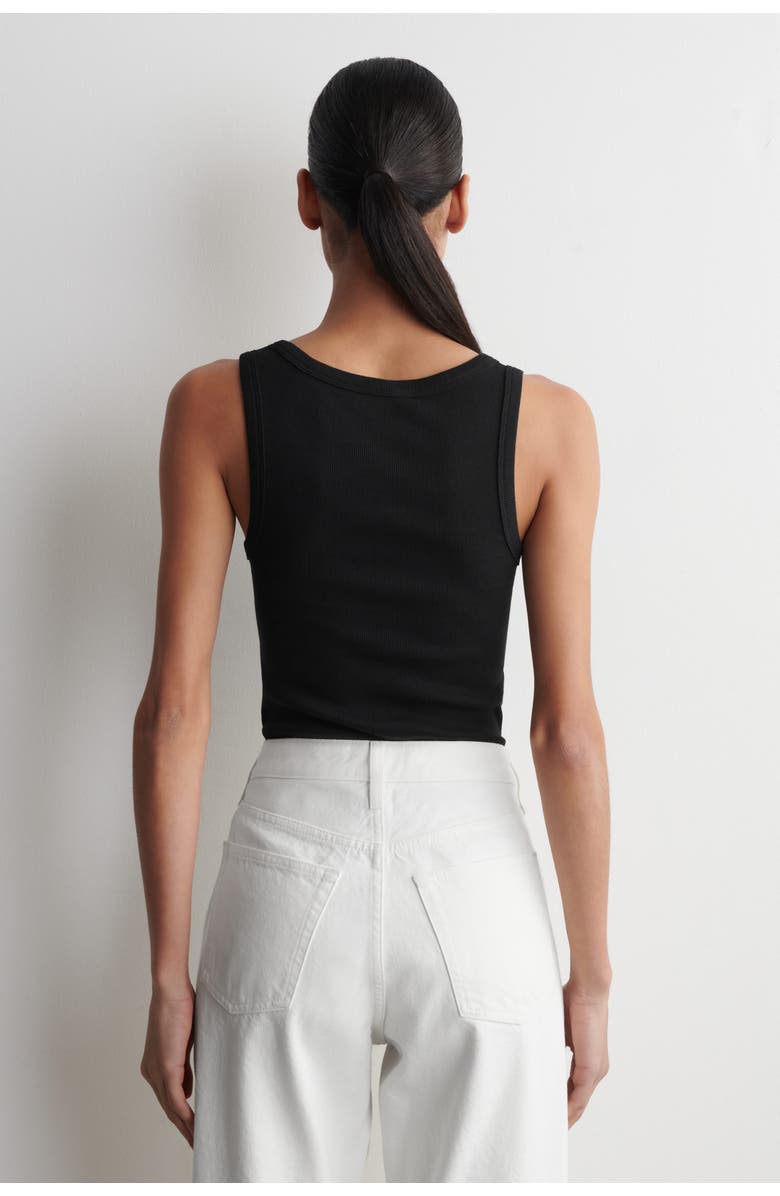COS Ribbed-Cotton Round-Neck Tank Top, Alternate, color, Black