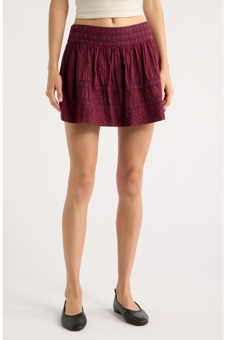 Anwen Embroidered Miniskirt, Main, color, FADED MERLOT