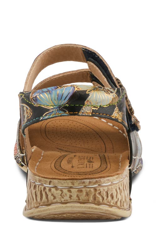 L'artiste By Spring Step Versa Slingback Wedge Sandal In Black Multi
