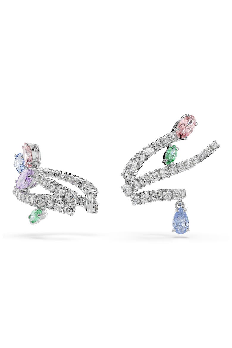 x Ariana Grande Multicolor Crystal Ear Cuffs, Main, color, SILVER/ MULTI