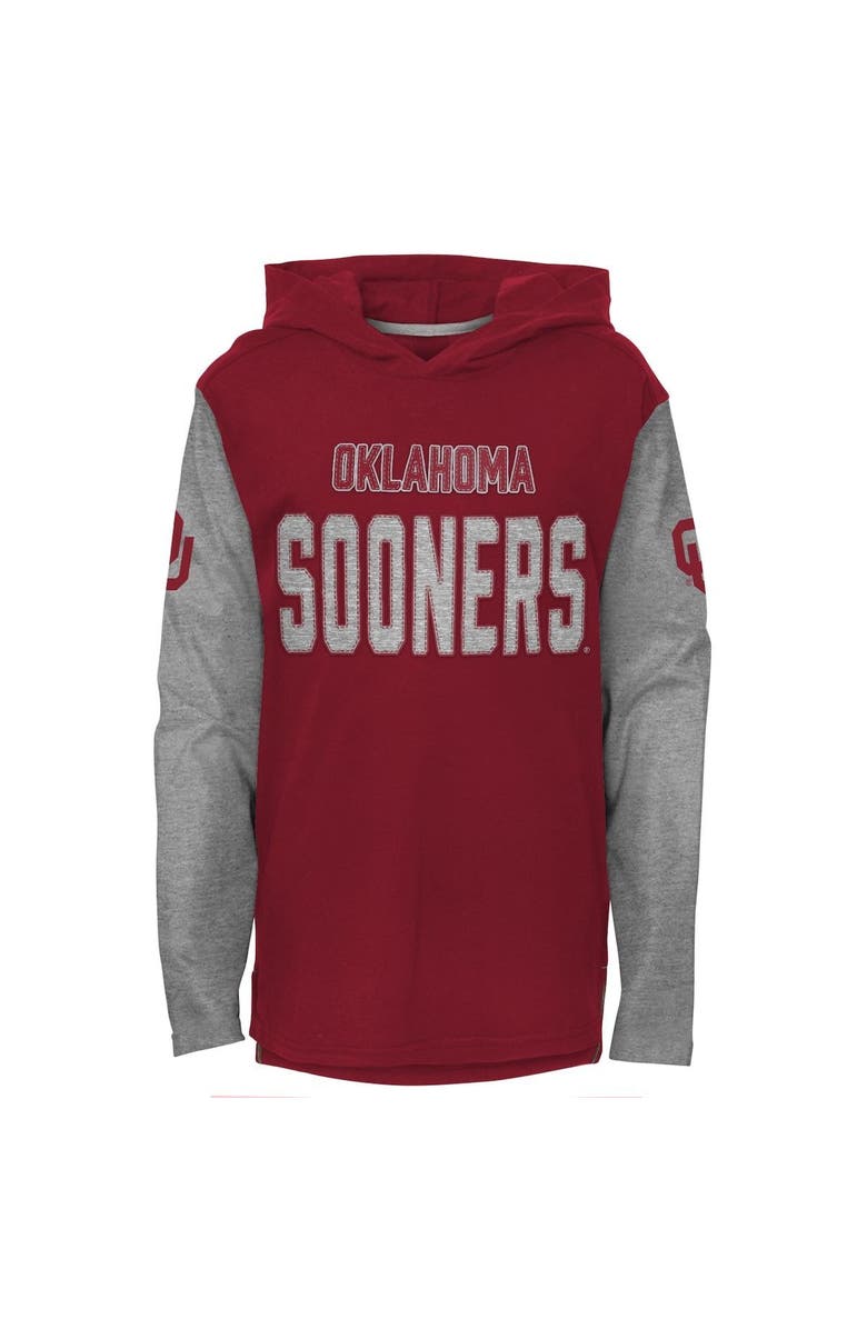 Outerstuff Youth Crimson Oklahoma Sooners Heritage Hoodie Long Sleeve T-Shirt, Main, color, 