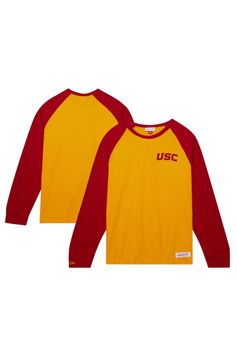 Men's Mitchell & Ness Gold USC Trojans Legendary Slub Raglan Long Sleeve T-Shirt, Main, color, Gold